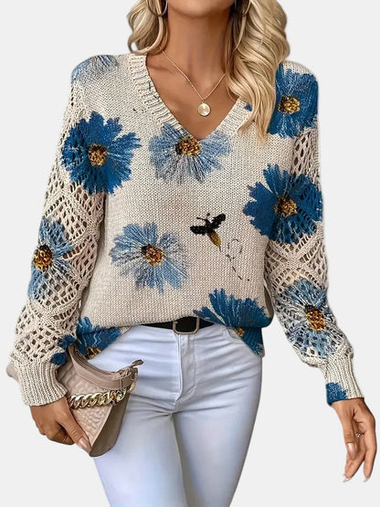 Women's Decorative Knit Sweater - Fashinoza