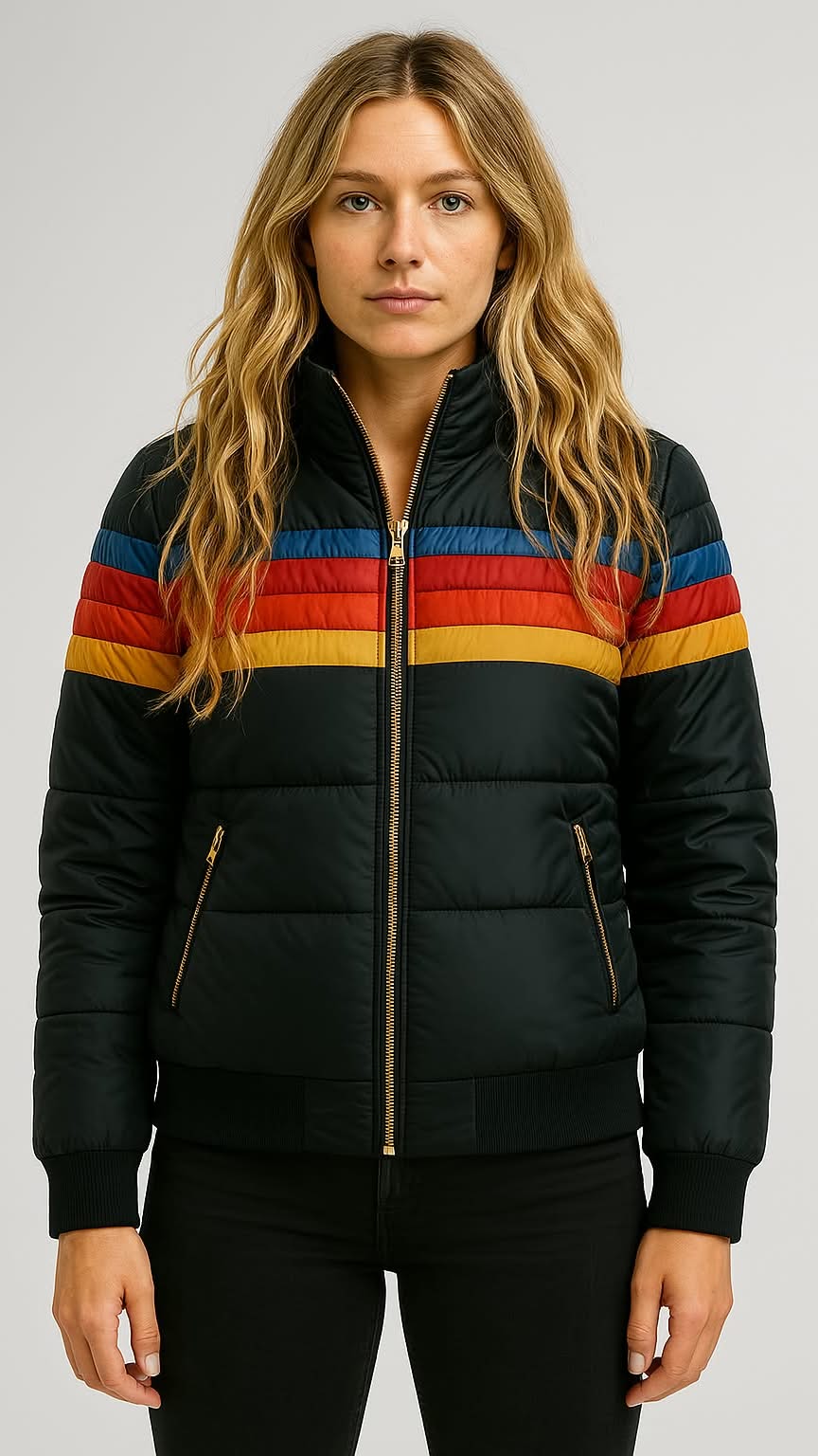 Women's Waterproof Puffer Jacket Hooded Black