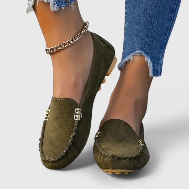 Women's Suede Slip-On Loafers Flat Moccasin Shoes