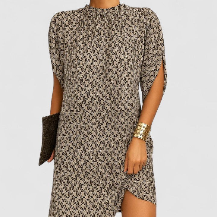 Women's Batwing Midi Dress Mock Neck Split Sleeve
