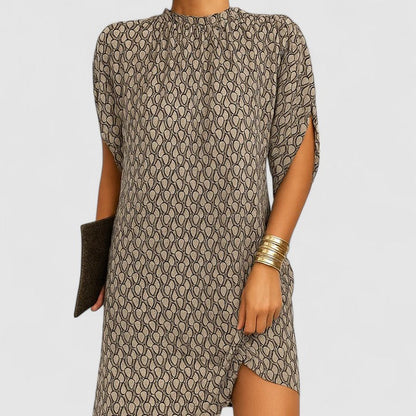 Women's Batwing Midi Dress Mock Neck Split Sleeve