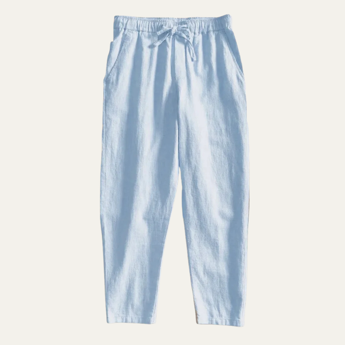 Men's Linen Jogger Pants Elastic Waist Casual Beige - Fashinoza