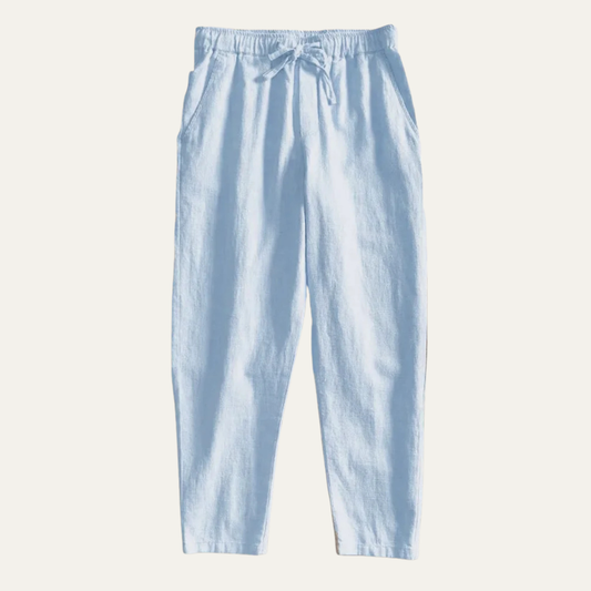 Men's Linen Jogger Pants Elastic Waist Casual Beige - Fashinoza