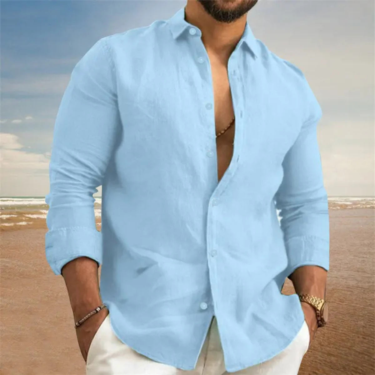 Men's Cotton Linen Shirt Lightweight