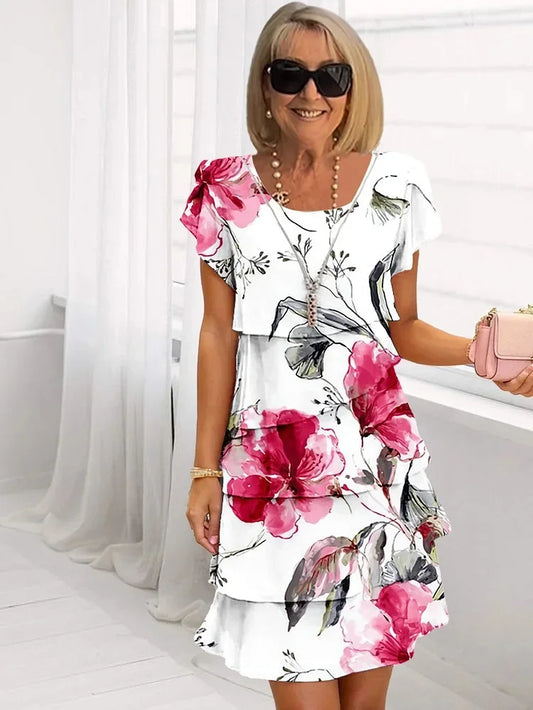 Hazel | Women’s Floral Layered Ruffle Mini Dress