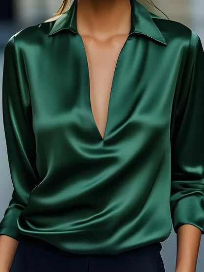 Women's Collared V-Neck Blouse