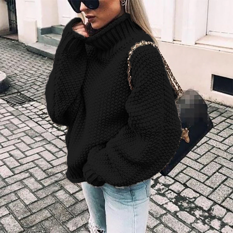 Women's Chunky Knit Turtleneck Sweater Oversized Cozy