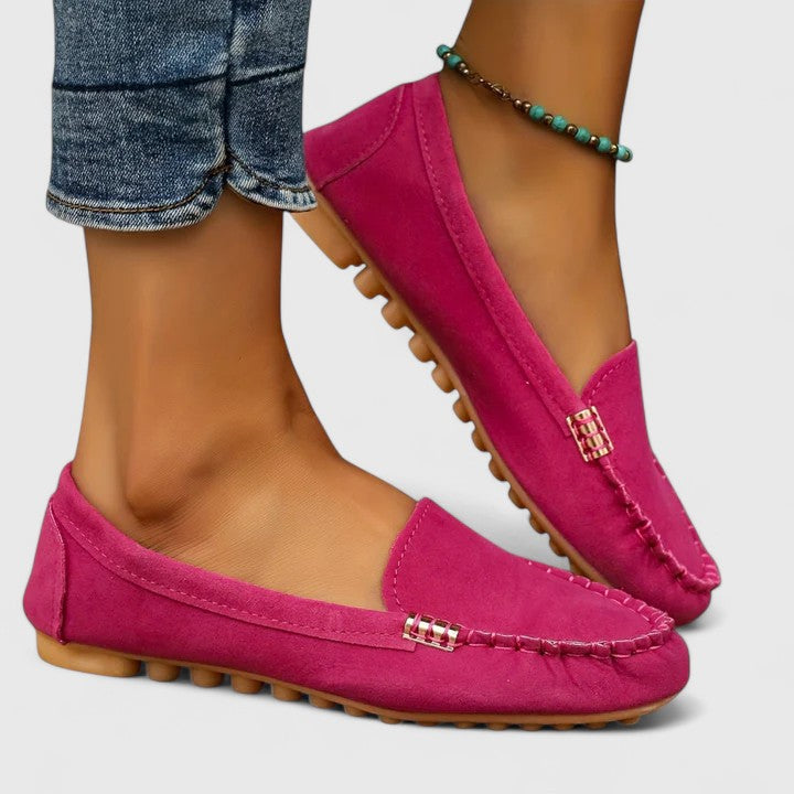 Women's Suede Slip-On Loafers Flat Moccasin Shoes