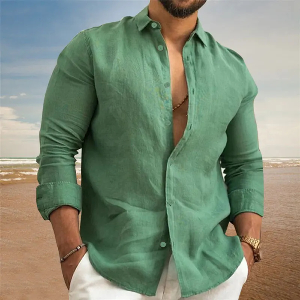 Men's Cotton Linen Shirt Lightweight