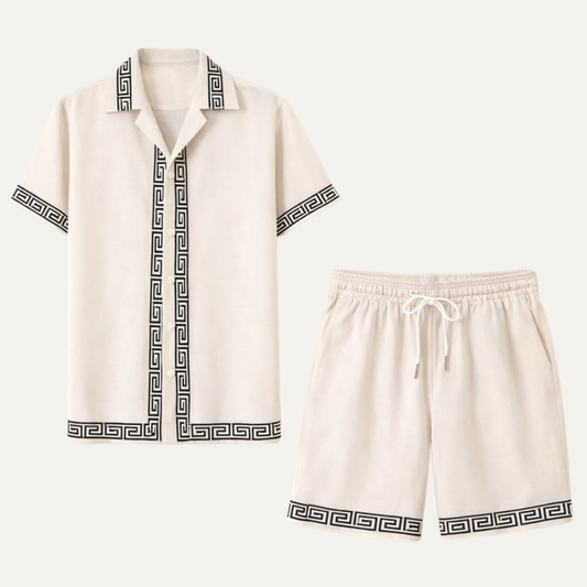 Men's Casual Print Shirt And Shorts Set - Fashinoza