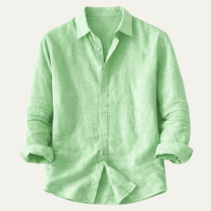 Men's Cotton Linen Dress Shirt Lightweight - Fashinoza