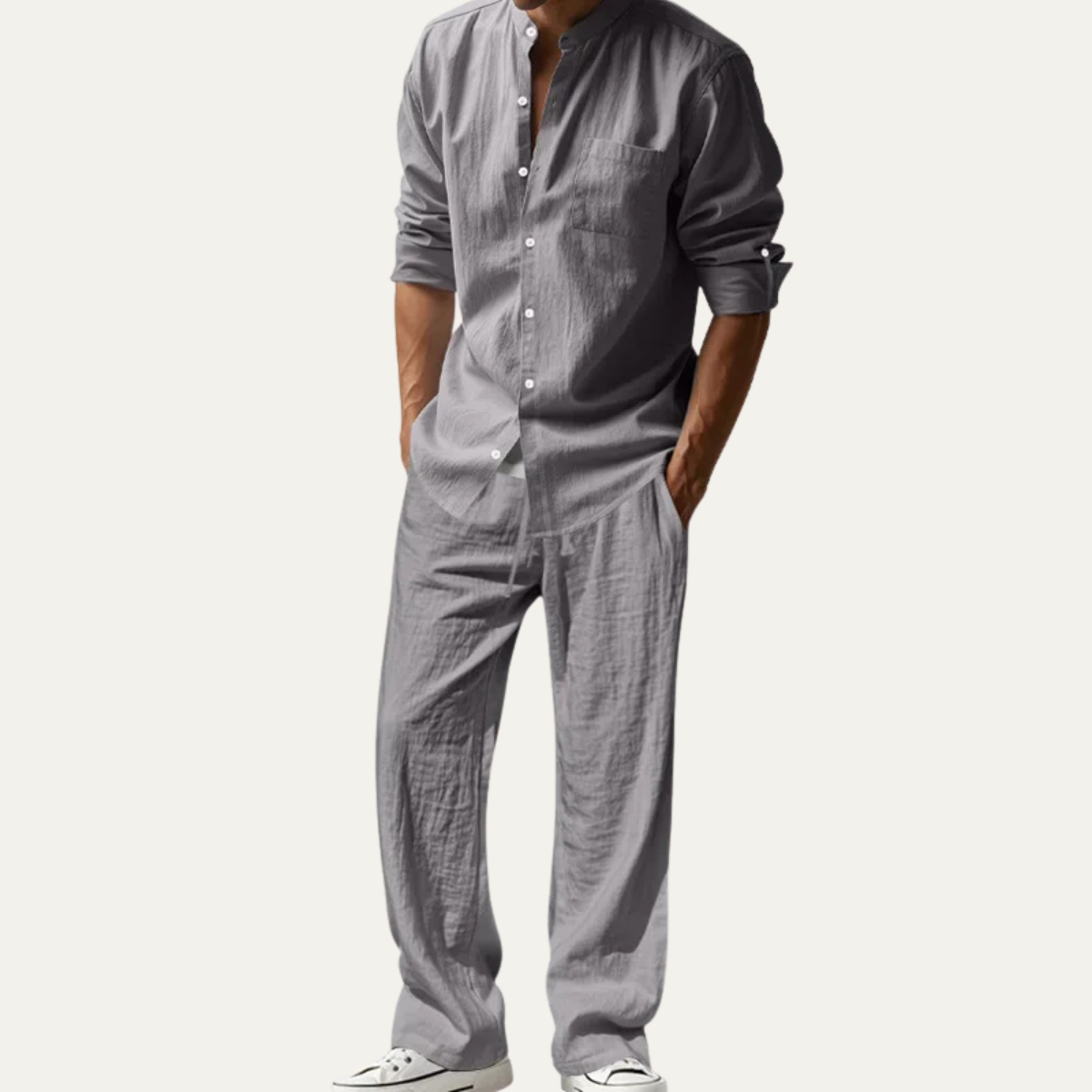 Mens Linen Two Piece Set Shirt And Pants