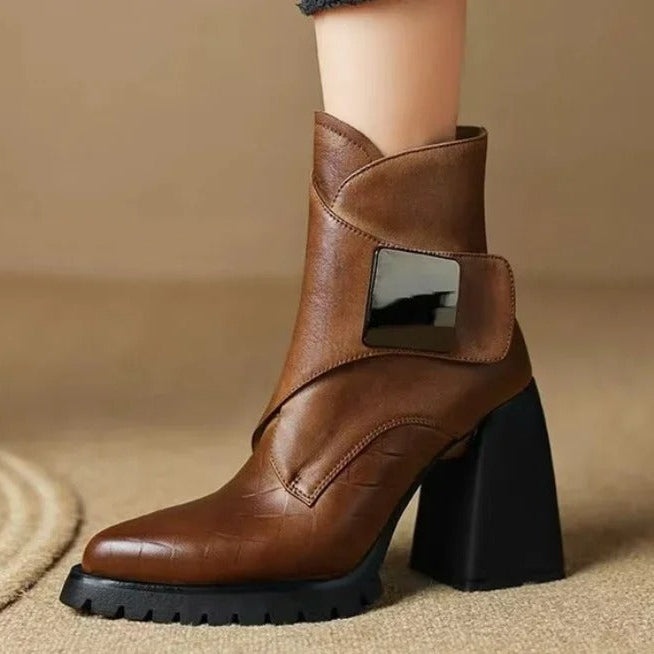 Women's Ankle Boots Square Toe Block Heel