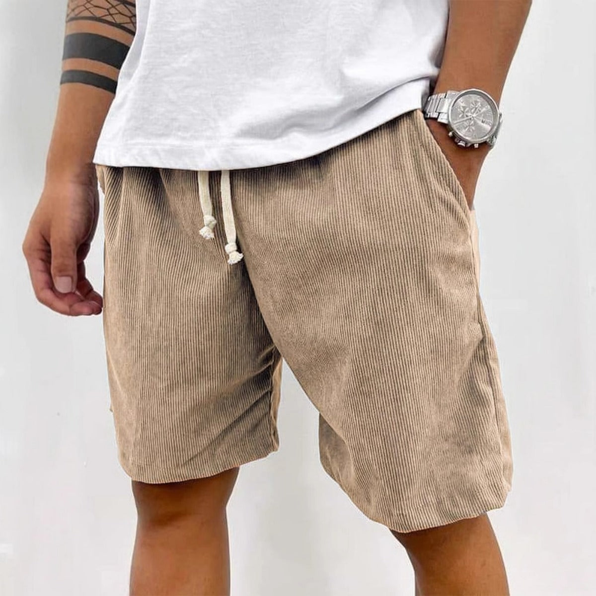 Men's Striped Drawstring Shorts