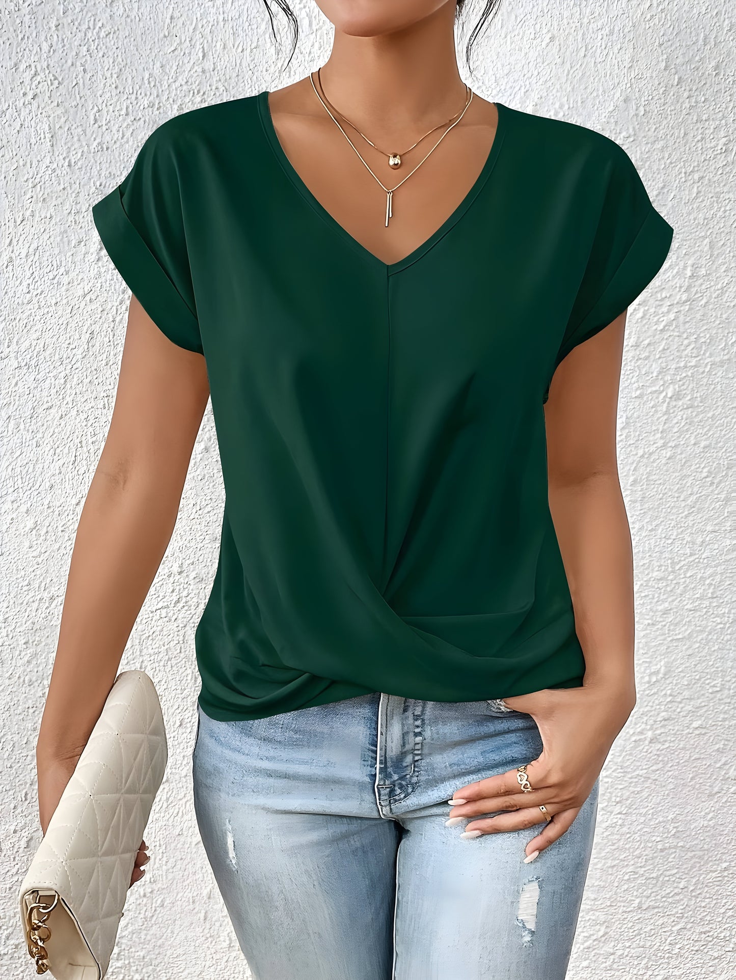Seloria | Women’s V Neck Twist Front Summer Top