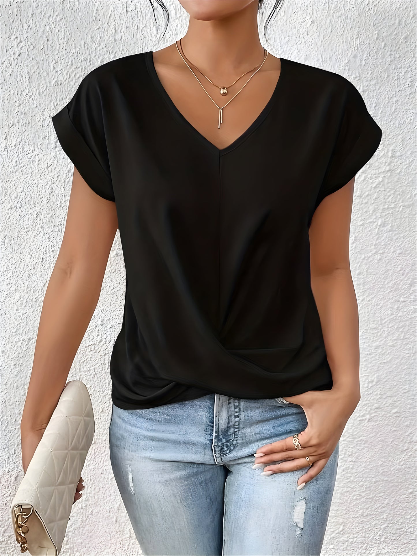 Seloria | Women’s V Neck Twist Front Summer Top