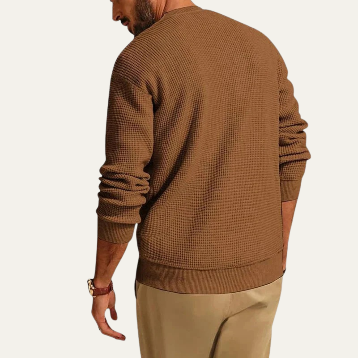 Men's Textured Knit Crew Neck Sweater