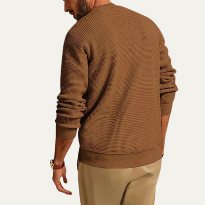 Men's Textured Knit Crew Neck Sweater