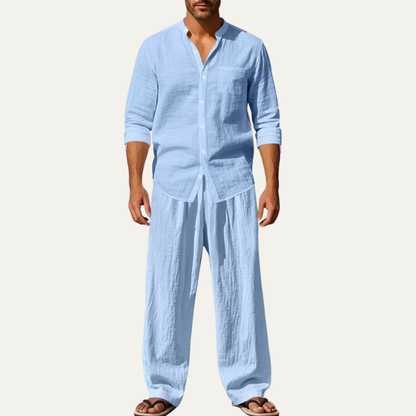 Mens Linen Two Piece Set Shirt And Pants