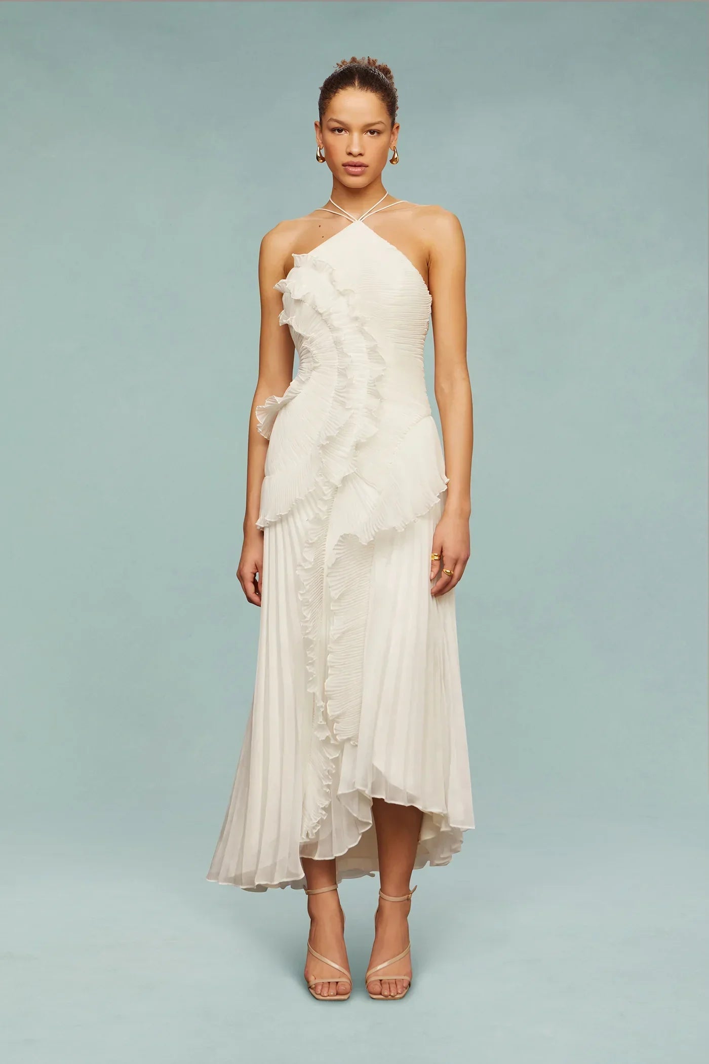 Elorisse | Women’s Pleated Halter Maxi Evening Dress