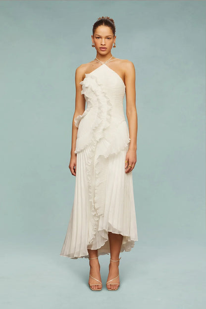 Elorisse | Women’s Pleated Halter Maxi Evening Dress