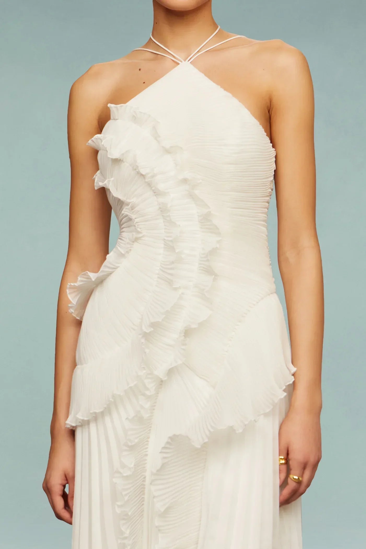 Elorisse | Women’s Pleated Halter Maxi Evening Dress