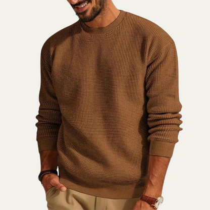 Men's Textured Knit Crew Neck Sweater