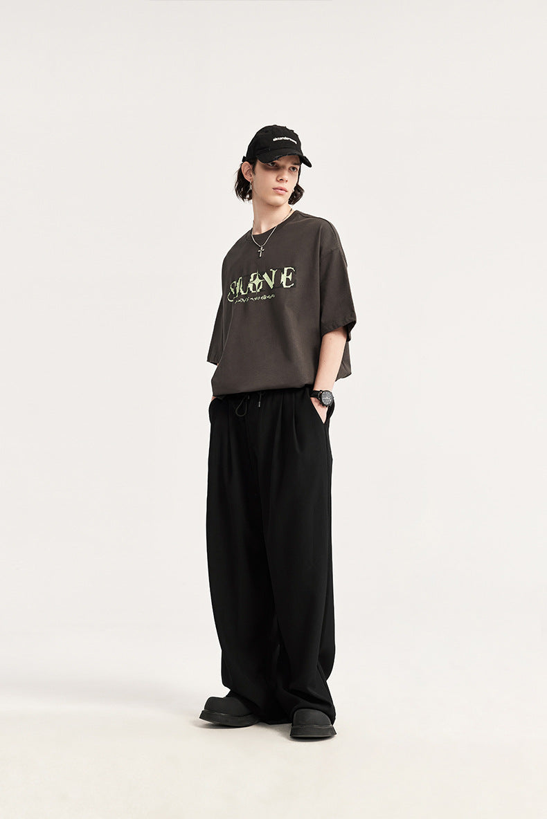 Men's Wide Leg Drawstring Pants Cotton