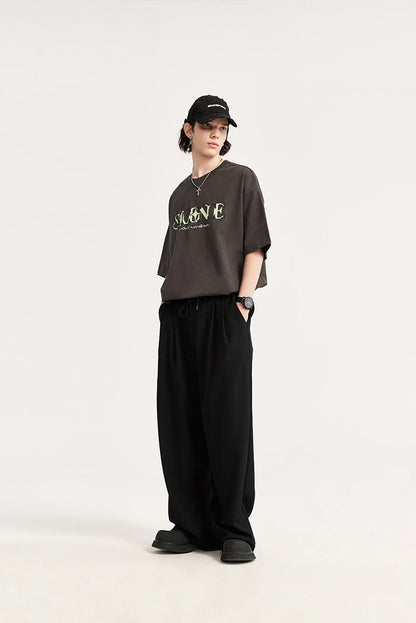 Men's Wide Leg Drawstring Pants Cotton
