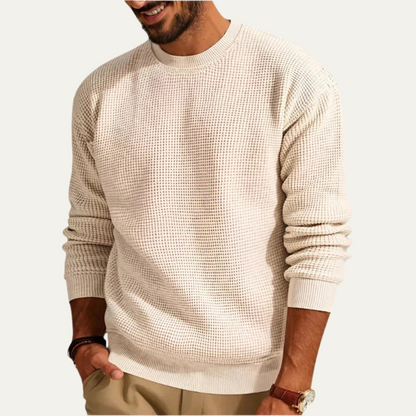 Men's Textured Knit Crew Neck Sweater
