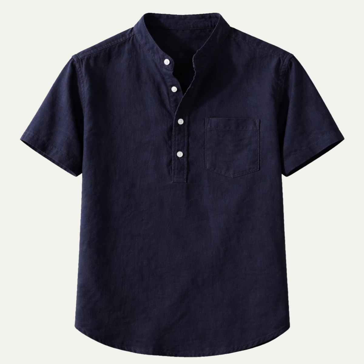Men's Cotton Henley Shirt Stand Collar - Fashinoza