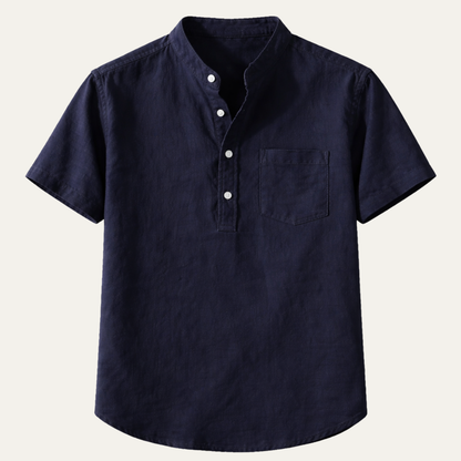 Men's Cotton Henley Shirt Stand Collar - Fashinoza