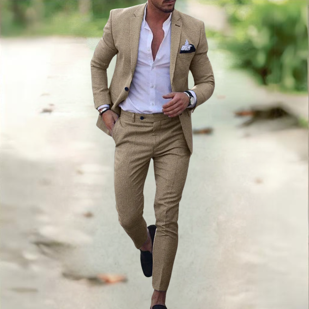 Men's 2-Piece Suit Buttoned Jacket And Pants