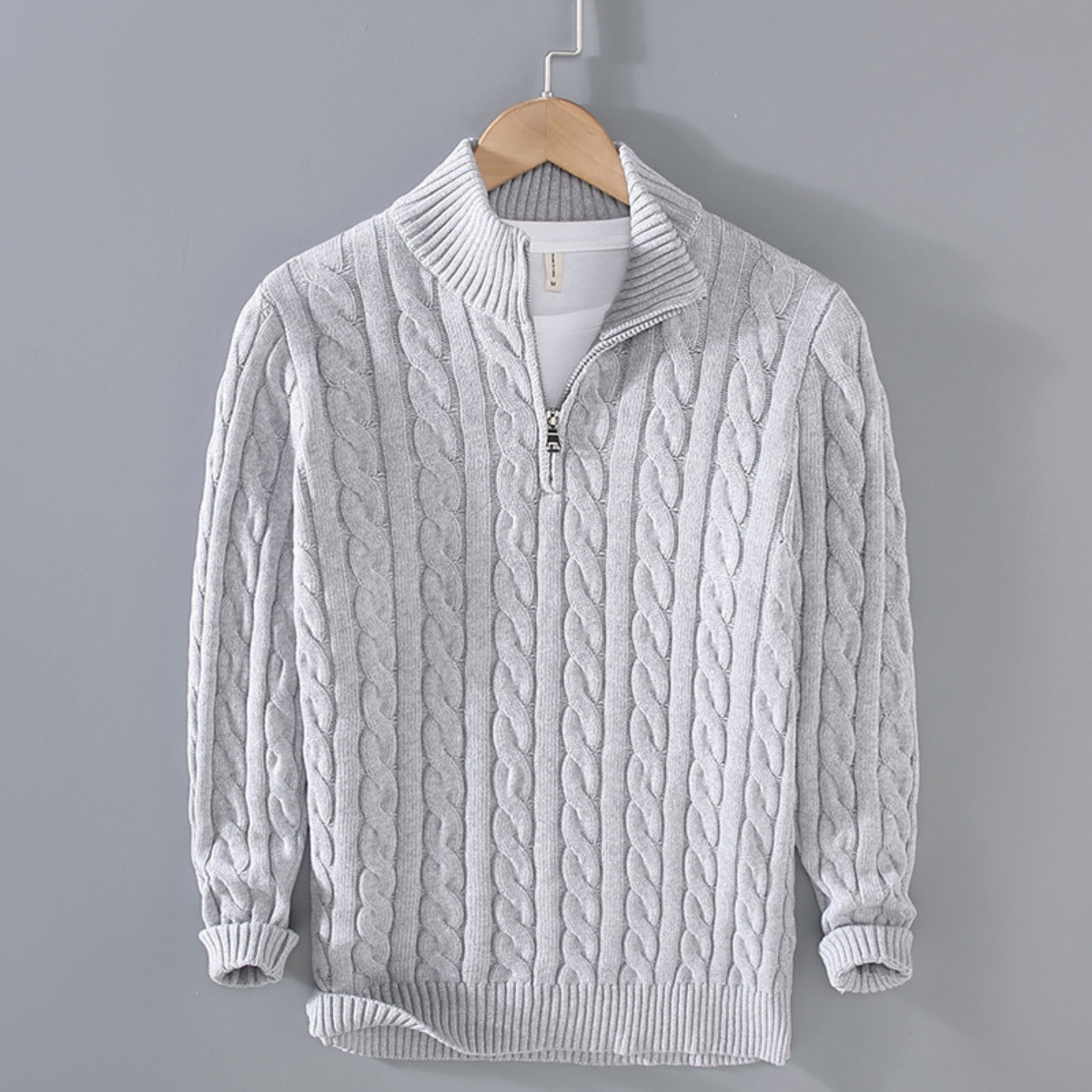 Men's Knit Cable Sweater Quarter Zip