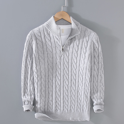 Men's Knit Cable Sweater Quarter Zip