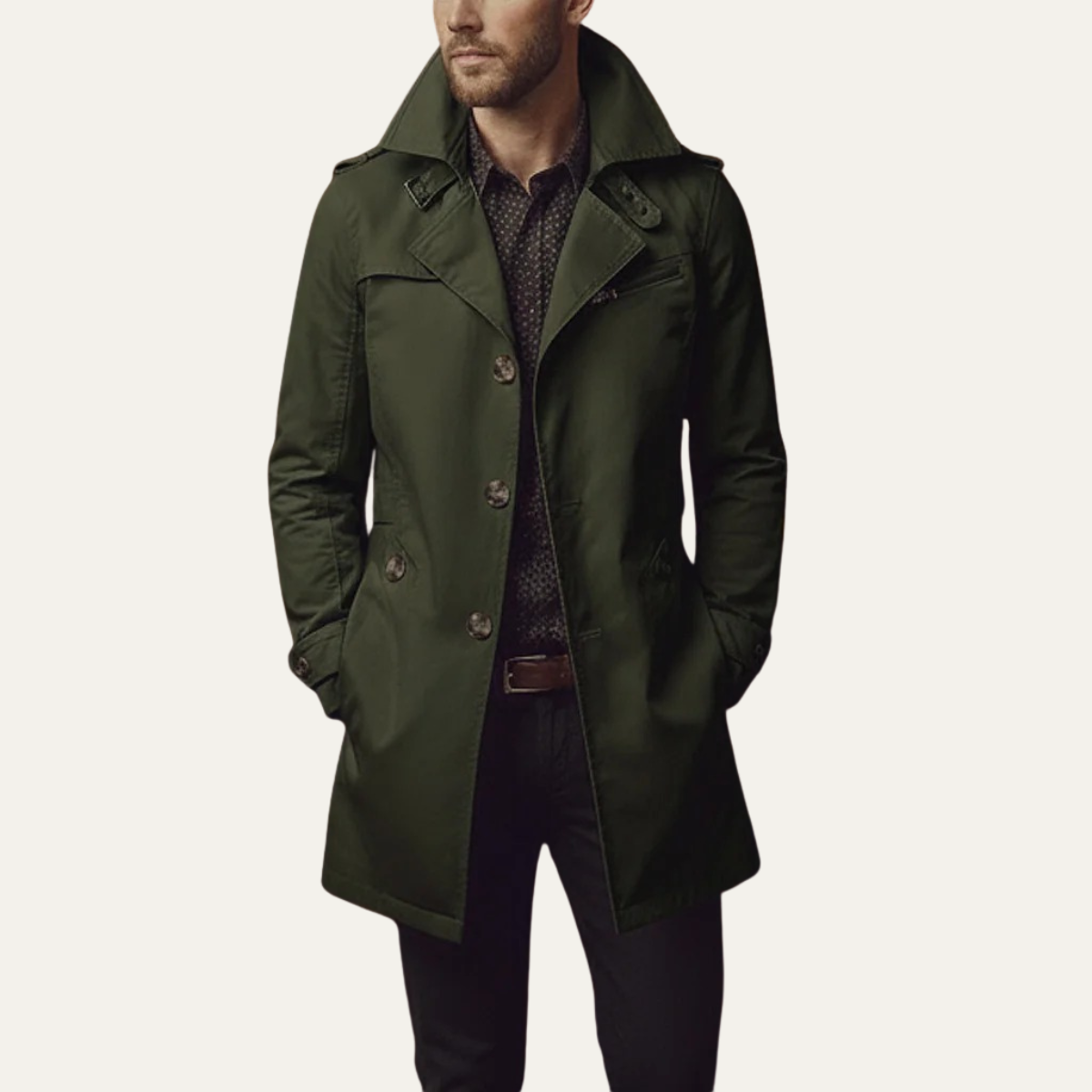 Stromboli Men's Slim Single Breasted Trench Coat