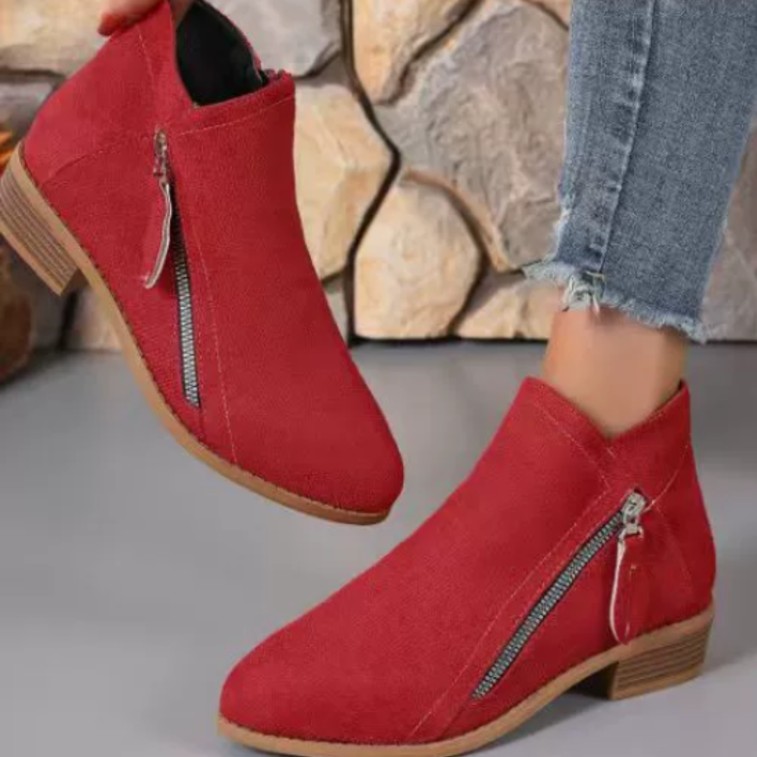 Women's Side Zip Block Heel Ankle Orthopedic  Boots