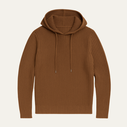 Men's Slim Fit Ribbed Knit Hoodie Sweater - Fashinoza