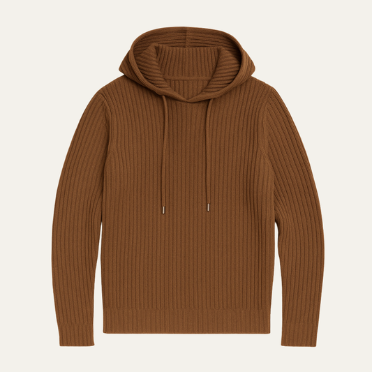 Men's Slim Fit Ribbed Knit Hoodie Sweater - Fashinoza