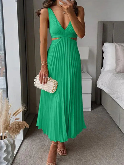 Women's Sleeveless Open Back Dress Elegant