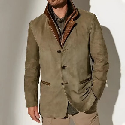 Men's Contrast Collar Retro Jacket