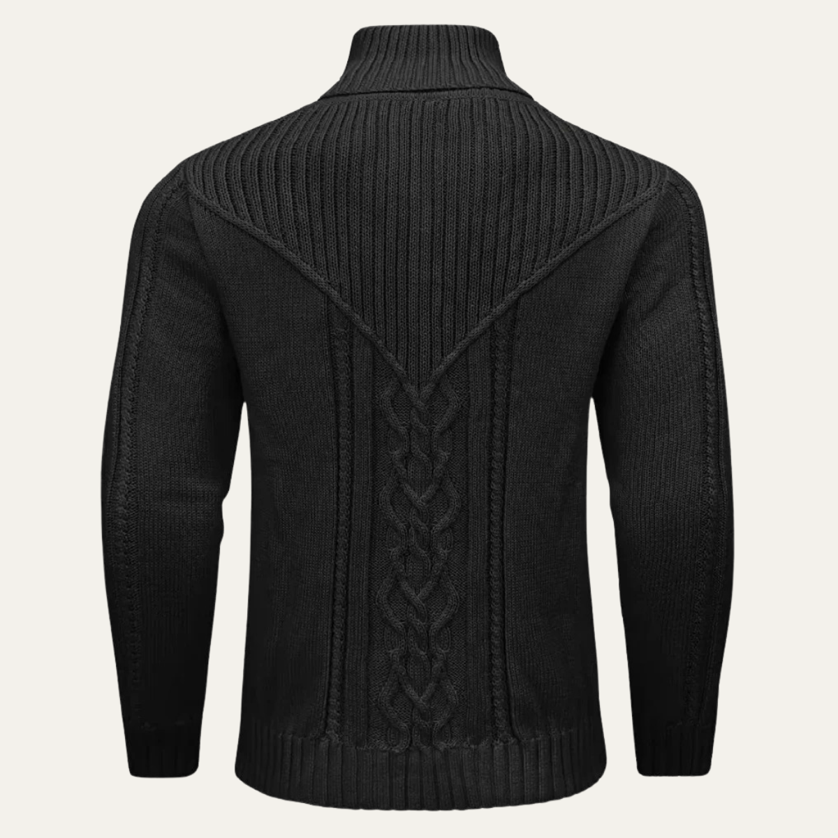 Men's Ribbed Knit Sweater Button Neck Winter