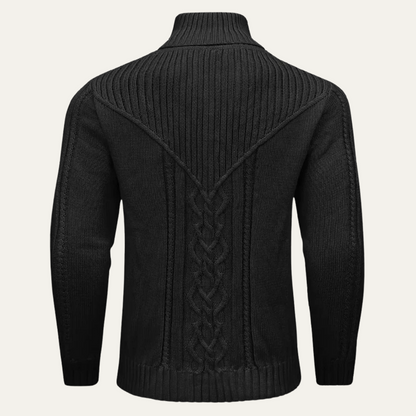 Men's Ribbed Knit Sweater Button Neck Winter