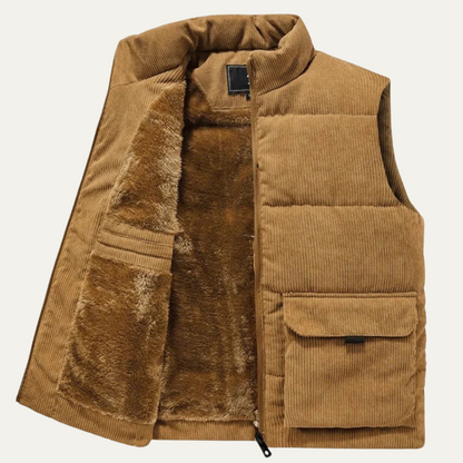 Penzance Men's Quilted Corduroy Gilet Lightweight