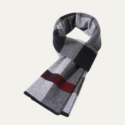 Men's Plaid Scarf Classic Knit Wool Red