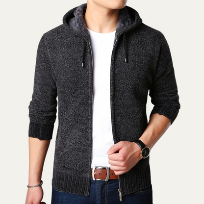 Men's Knit Hoodie Jacket Zip Up Casual