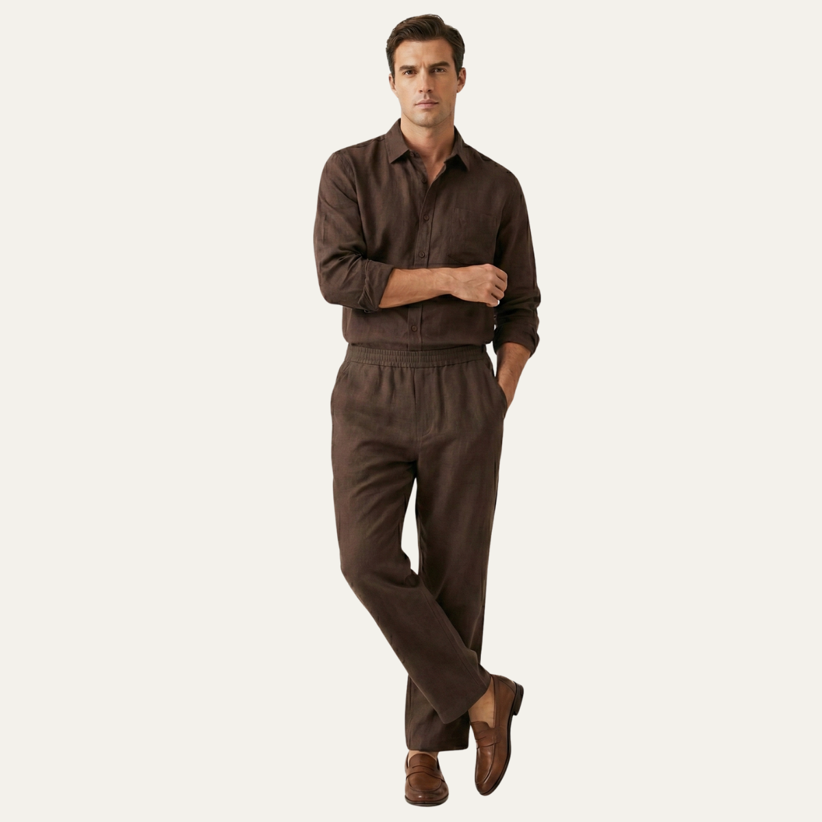 Men's Linen Shirt And Pants Oversized Set