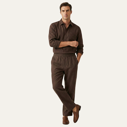 Men's Linen Shirt And Pants Oversized Set