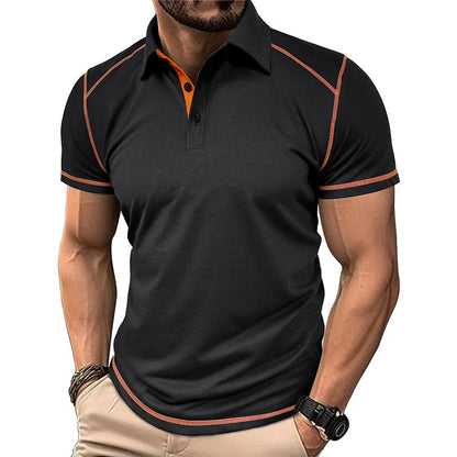 Men's Color Block Polo Shirt Cotton Classic Fit