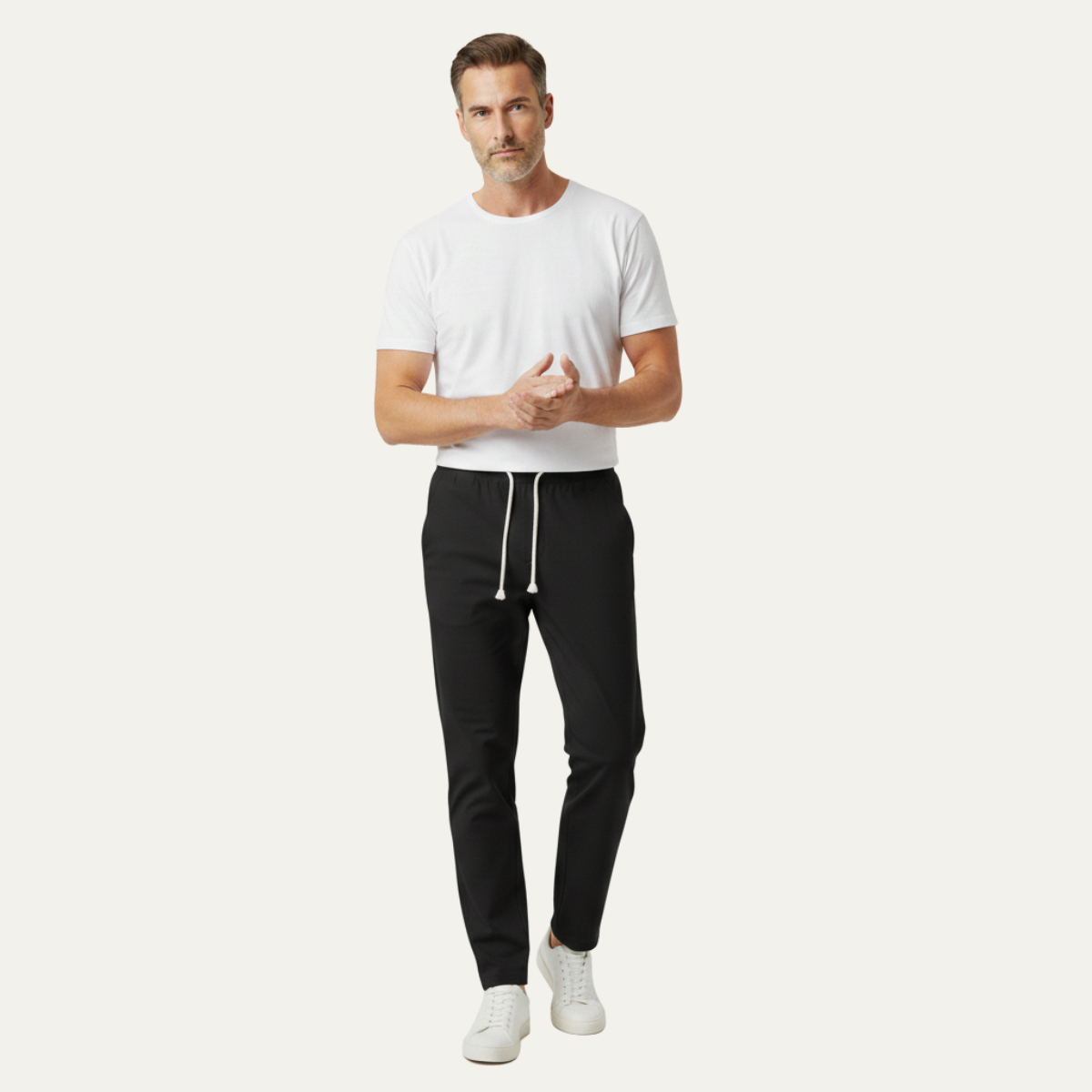 Men's Linen Blend Loose Fit Drawstring Pants Lightweight